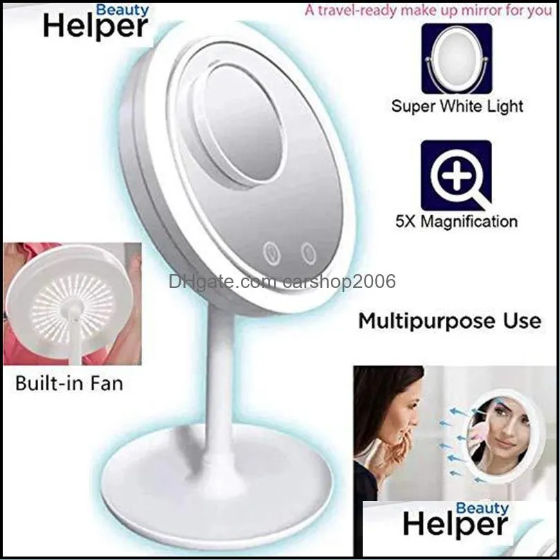 3 in 1 led lamp makeup mirror with 5x magnifying fan beauty breeze cosmetic mirror desktop keep skin cool beauty led light mirror