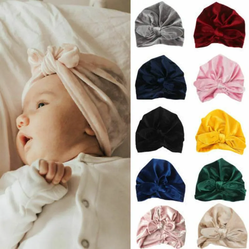 Akcesoria do włosów urocze łuki Baby Girl Hat Turban Soft Elastic Born Toddler Hats Bonnet Girls Cafair