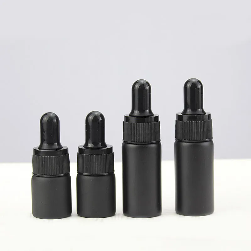 mini flacone contagocce per pipetta in vetro per olio essenziale bianco nero opaco da 10 ml di lusso all'ingrosso da 5 ml