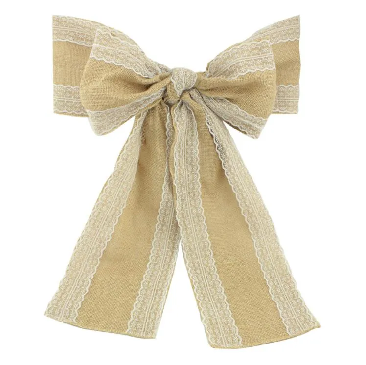 Krzesło 100pcs Bow Hessian Jute Burlap krzesło Szarowie juty-rustyka na wystrój ślubny festiwal hotel dekoracja domu sn4548