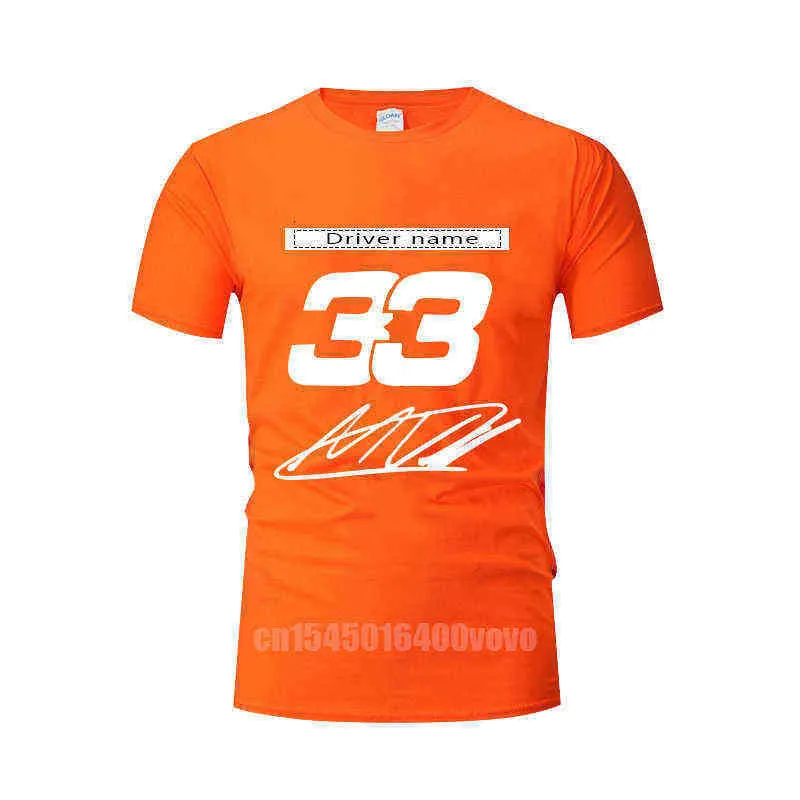 F1 Formula One 드라이버 33 Verstappen 티셔츠 남자와 여자 슈퍼 팀 단축 패션 레이싱 클럽 대형 티셔