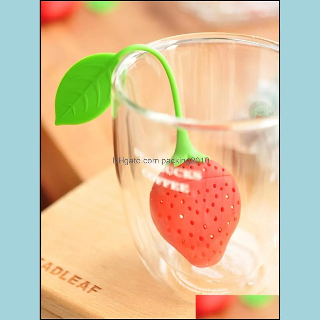 Strawberry shape silicone tea infuser strainer silicon tea filler bag ball dipper