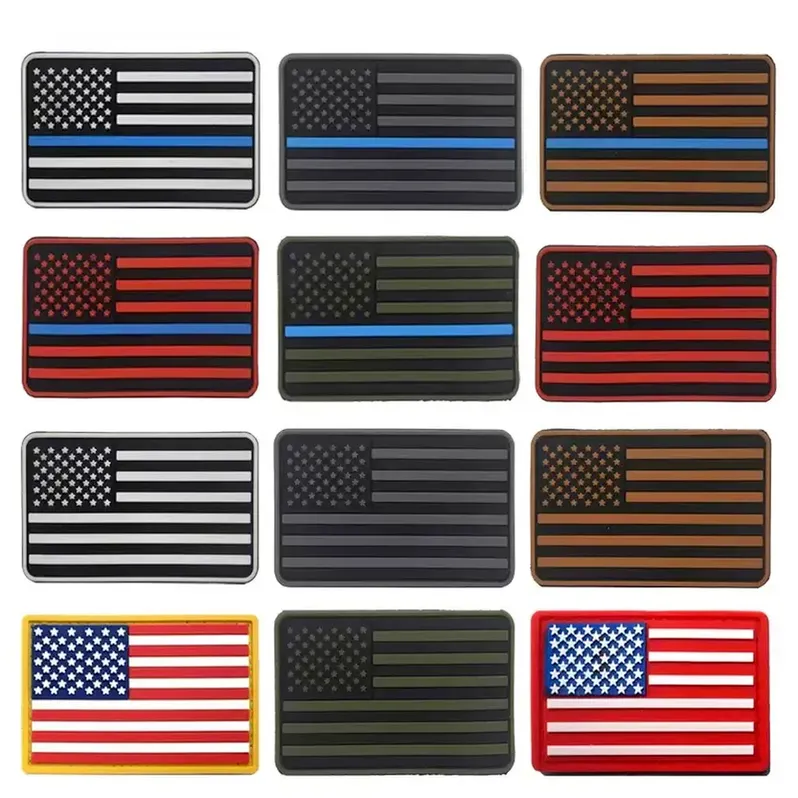 US Flag PVC Patch USA États-Unis d'Amérique Patch militaire Emblème tactique Drapeau américain en caoutchouc Badges B0602N19