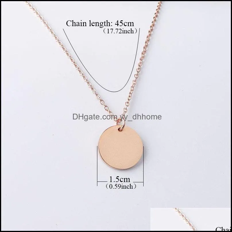 New Blank Round Pendant Necklace Stainless Steel Necklace Gold Minimalist Round Blank Dog Tag Coin Pendant Necklace Jewelry For Buyer