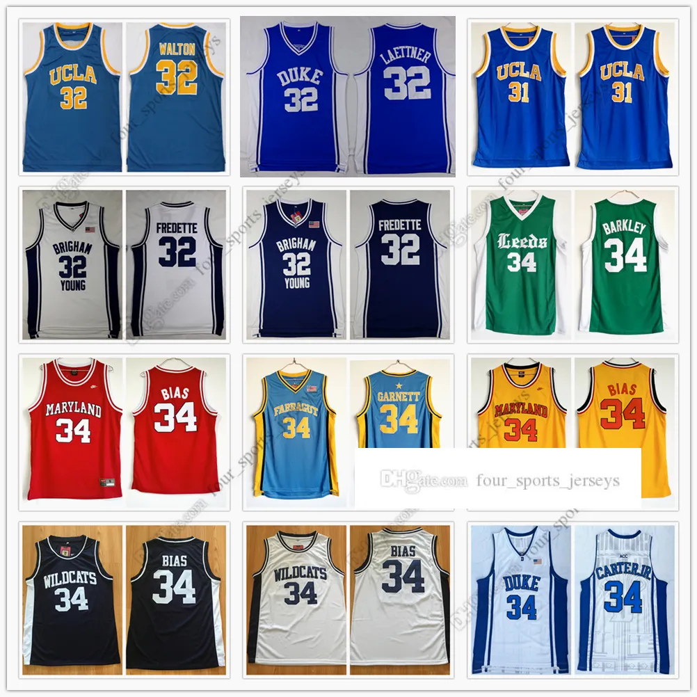 NCAA Basketball Jersey Miller Bill Walton Christian Laettner Jimmer Fredette Charles Barkley Kevin Garnett Len Carter Allen High Quality 1Jerseys 01