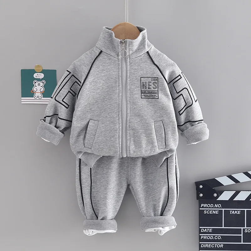 Kids Tracksuit Boy Girl Clothing Set Spring Autumn Casual Long Sleeve Letter Zipper Outfits Infant Clothes Baby Coat Pants