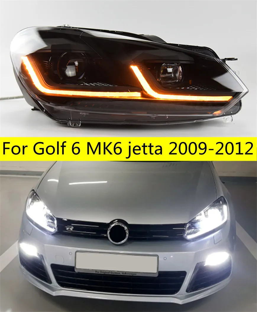 ゴルフのカーライト6 MK6ジェッタ2009-2012ヘッドライトバリアントGolf6 LEDデュアルビームレンズヘッドライト毎日ターンシガンランプ