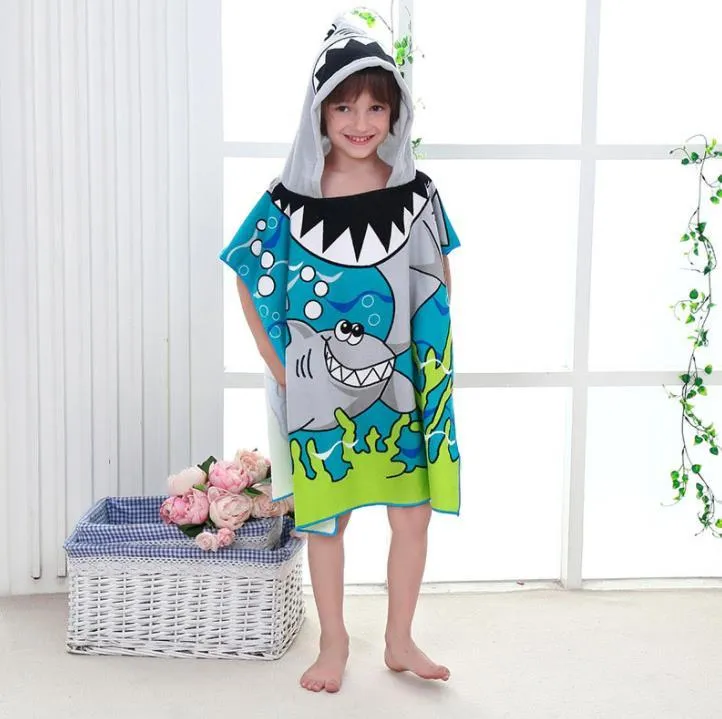 Children Cloak Towel Mermaid Bathrobe Kids Robes Cartoon Animal Unicorn Shark Nightgown-Children Beach Towels Hooded Bathrobes SN4912