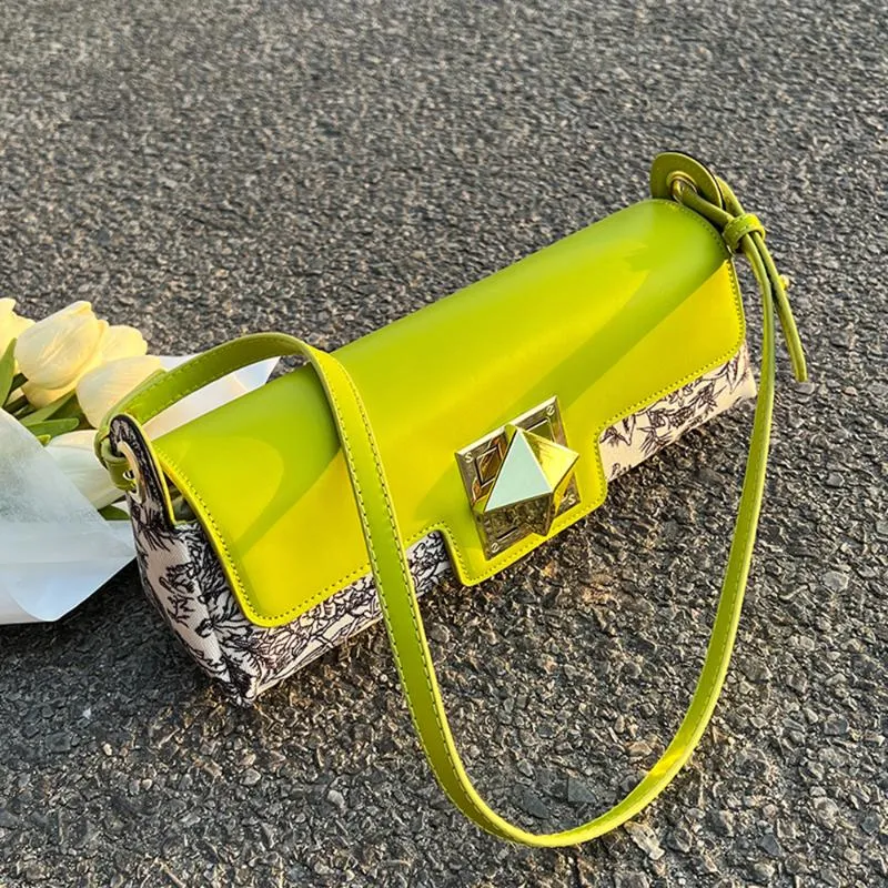 Worki wieczorowe SMOOza luksusowa prostokąta torba na ramię kwiatowy nadruk solidne skórzane torebki kobiety designerskie torebki na 2022