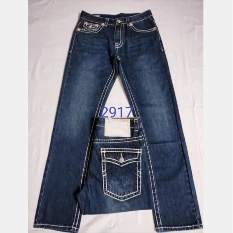 Fashion-Straight-Leg 18SS New True Elastic Robin Rock Revival Jeans Crystal Studs Denim Pants 디자이너 바지 Mens 2919