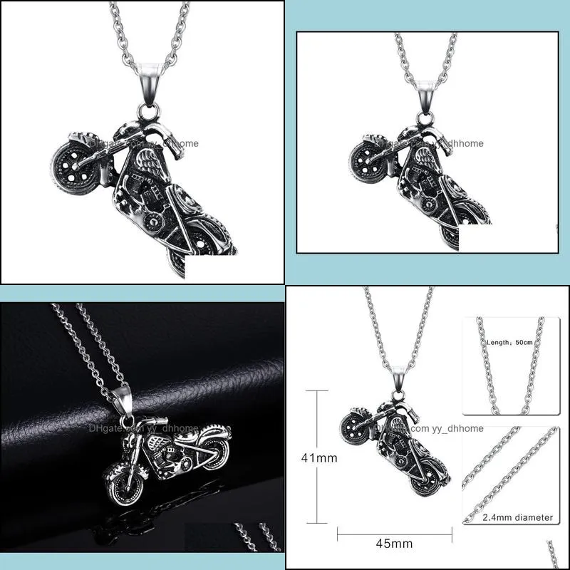 Punk Motorcycle Pendant Chain Necklace For Men Boy Biker Jewelry