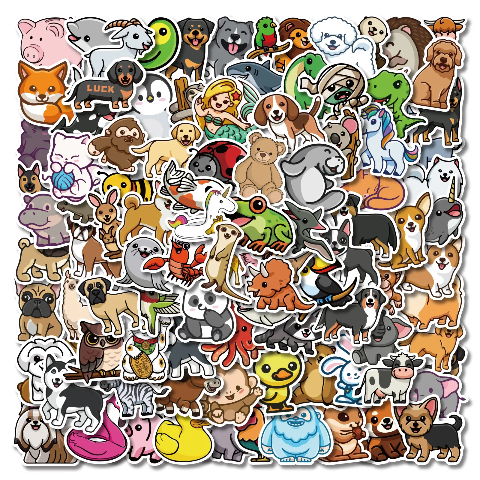 Cute Cartoon Animal Graffiti Stickers Pack For Laptop Luggage Guitar ...