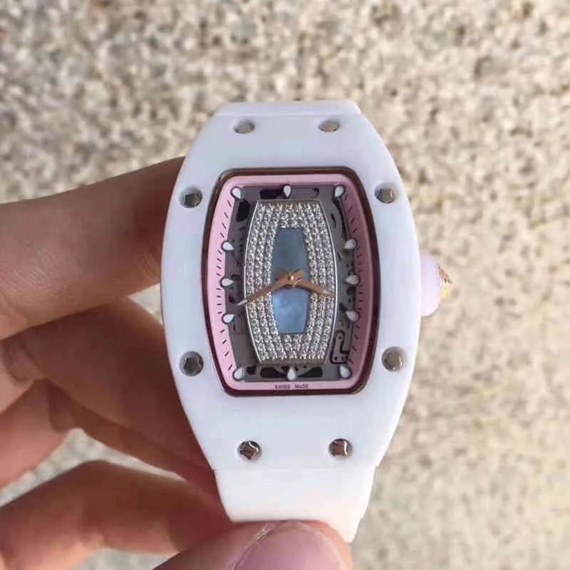 Uxury Watch Date Luxury Mens Mechanisch horloge Richa Milles Business Leisure RM07-01 Volledig automatische witte keramische tape Dames trend Zwitserse bewegingspolspola