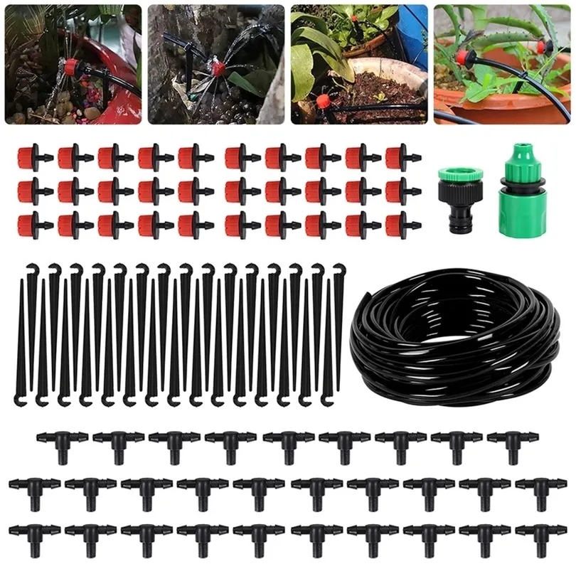 25m DIY DRIP IRRigation System Automatische waterslang Micro Drip Watering Kits met verstelbare druppers voor tuinlandschap T200530