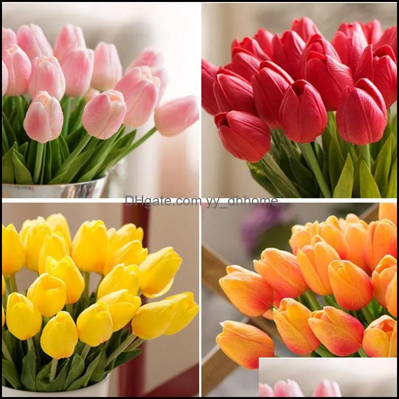 Decorative Flowers & Wreaths Artificial Tulip Flower Pu Wedding Home Decor Bouquet Fake D1