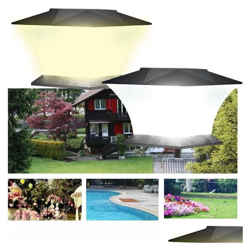  24led solar pillar light led solar post pole column lamp for outdoor gate fence wall courtyard cottage household park