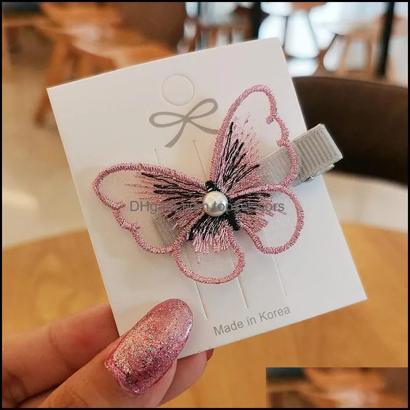 DHL FREE Butterfly Design Hair Clips Cute Kids Novelty Hair Accessories Wholesale Gauze Glitter Butterfly Princess Hairpins