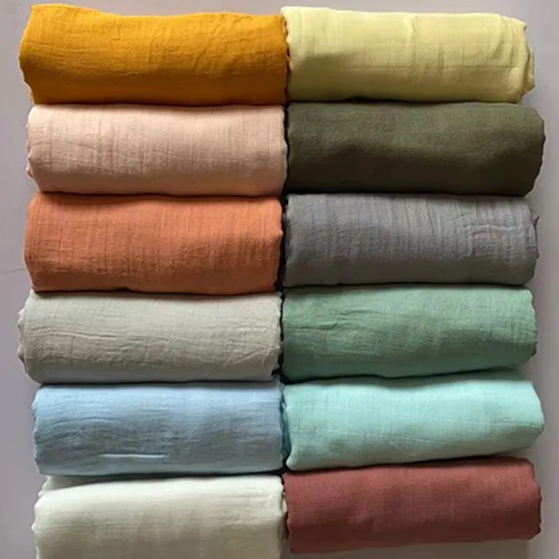 Recém-nascido Cobertores Classe A Soft Bamboo Muslin Algodão Cor Sólida Tintando Casa Infantil Cobertor Banheiro Toalha Babys Swaddle Envoltório Banheiro Baby Baby Swaddlers para recém-nascidos