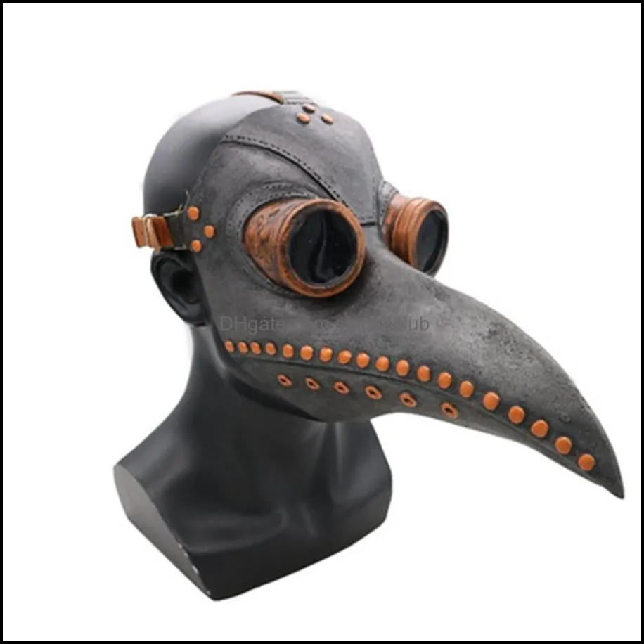 Funny Medieval Steampunk Plague Doctor Bird Mask Latex Punk Cosplay Masks Beak Adult Halloween Event Props for Man Woman DHLa38226J