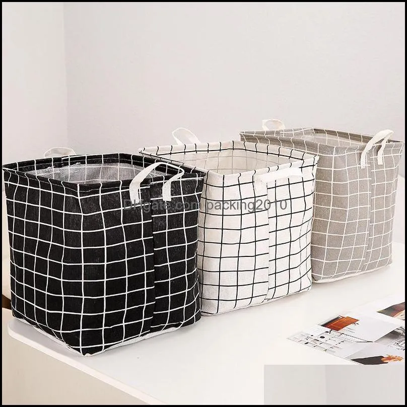 foldable cotton linen desktop sundries toy storage basket laundry box underwear cosmetic office stationery organizer