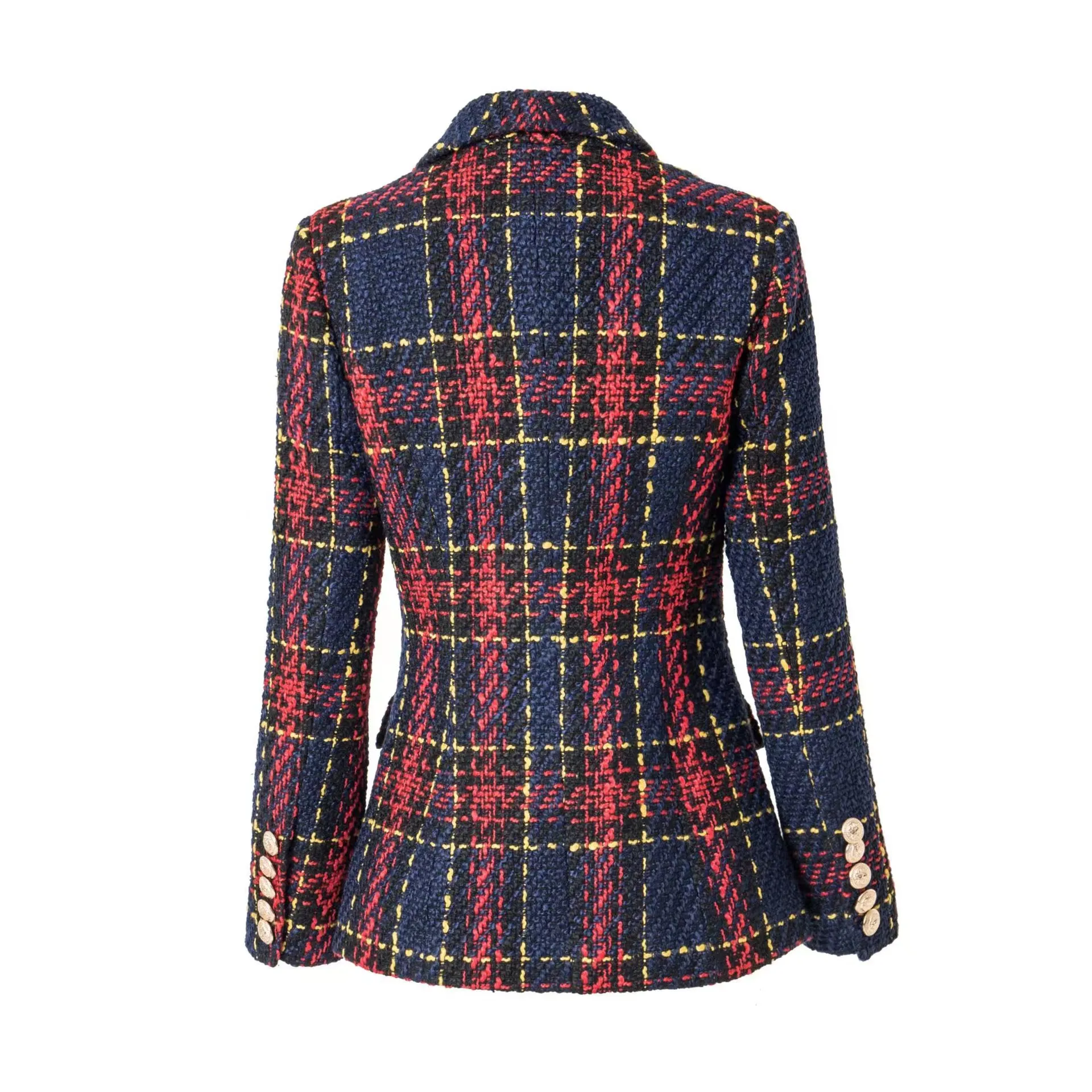 Blazer à Carreaux Double Boutonnage Pour Femme - Veste élégante Décontractée - Bureau, Printemps/automne - Style Classique