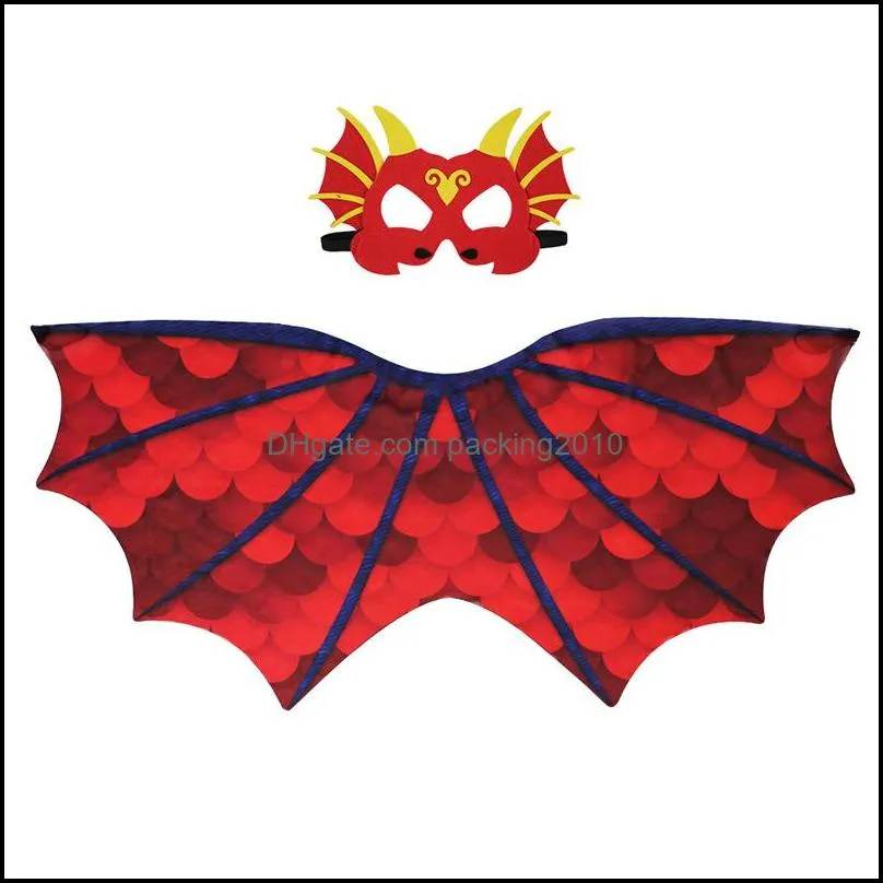 Dinosaur Pattern Mantle Mask Pterosaur Wing Cloak Kid Cape Chiffon Material High Quality Multicolor Hot Sales 24 9dj C1