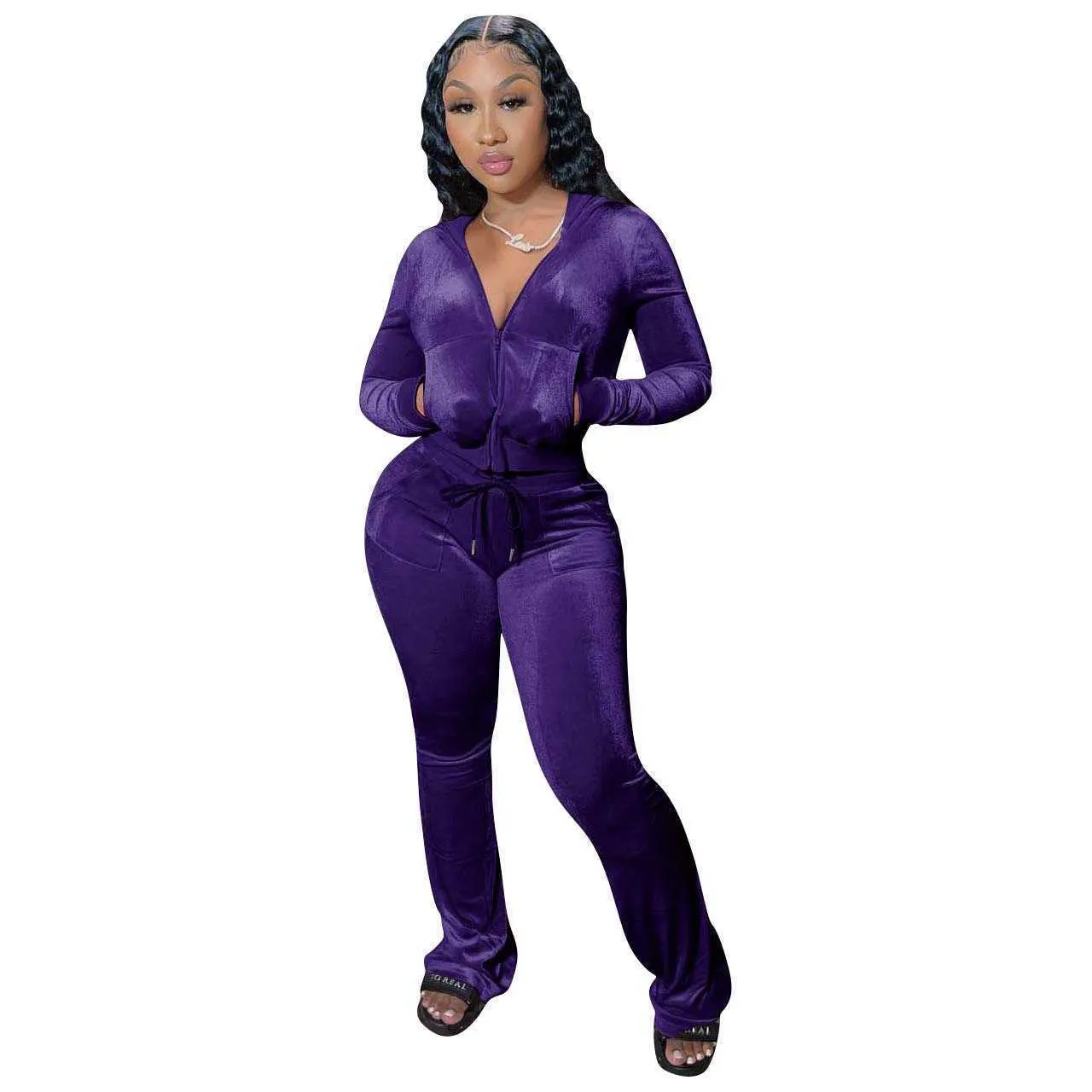 DHgate.com:Women Velour Tracksuits Hoodie Sport Two Piece