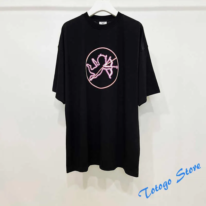 Angel Cupid Heart Letter Printing VETEMENTS Camisetas Streetwear Hombres Mujer Moda O-Neck VTM Tees Summer New Black Oversized Top