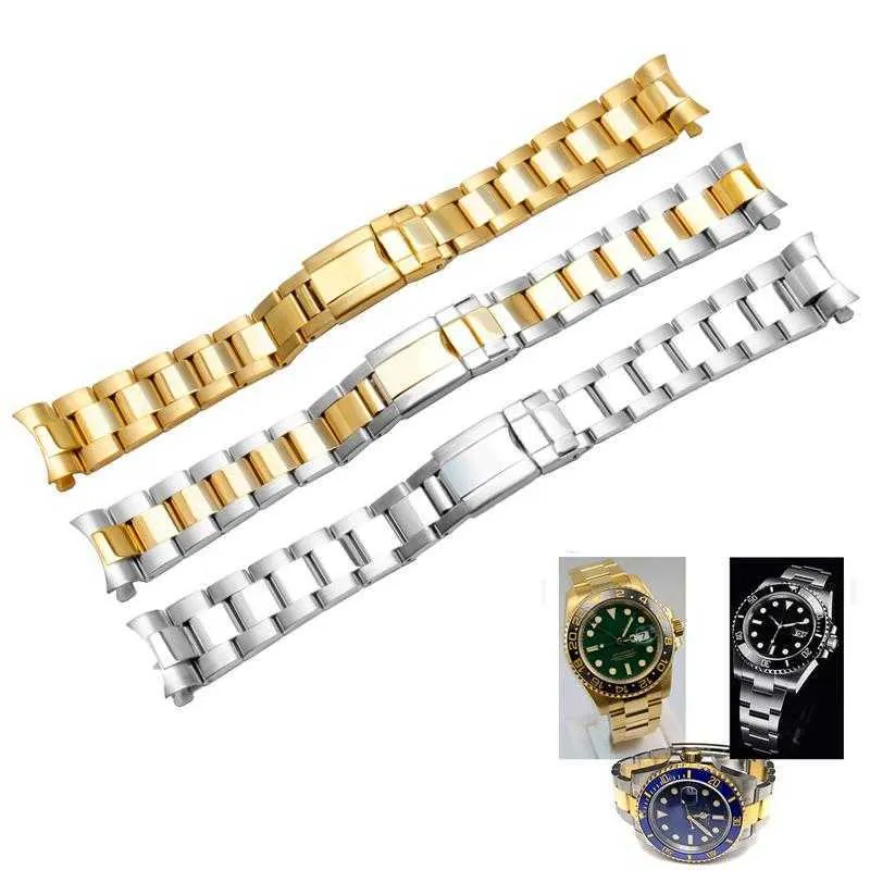 Assista Bands Acessórios Bracelete especialmente para Sub GMT Strap Solid Steel Safety Buckle Band 17mm Chain 20mm