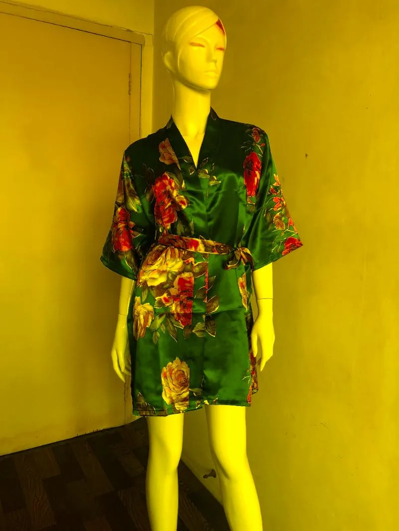 Damska odzież sutowa szlafrok ślubny mini mini szata kimono seksowna przyjęcie ślubne drukowana druhna prysznic prezent