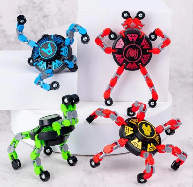Fidgety Toys FingertiP Mechanical Gyro Puzzle deforma￧￣o Mech Cadeia Mudan￧a de forma de rota￧￣o de brinquedos de descompress￣o