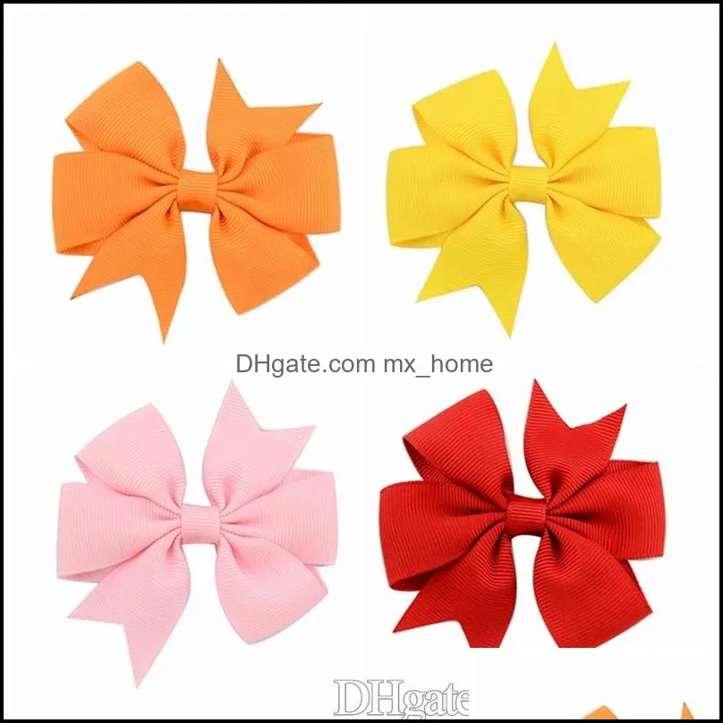 Free DHL Baby Girls Bow Hairpins 3.2inch Grosgrain Ribbon Bows With Alligator Clips Children Hair Accessories Kids Boutique Barrettes