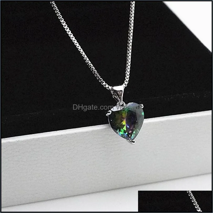 wholesale fashion multi colored women minimalist jewelry necklace crystal heart necklace
