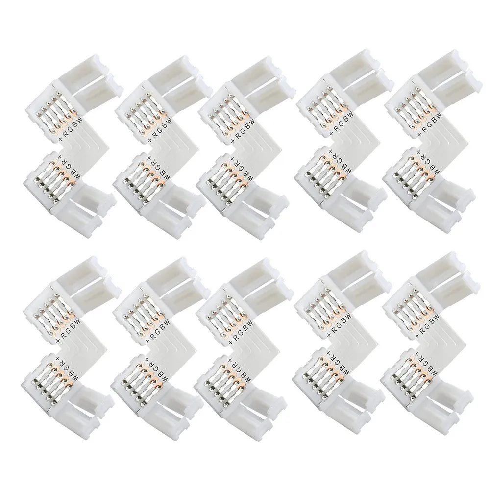 Lamp Bases 12MM Wide 5 Pins L Shape RGBW Solderless Connector 90 Degree LED Strip Connectors For SMD 5050 2835 RGBWW