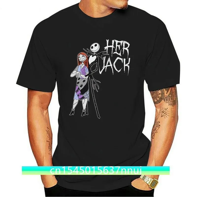 Nightmare Before Christmas His Jack Her Sally T Shirt Chegada Masculino Tees Casual Boy T Shirt Tops Descontos Top Tee 220702