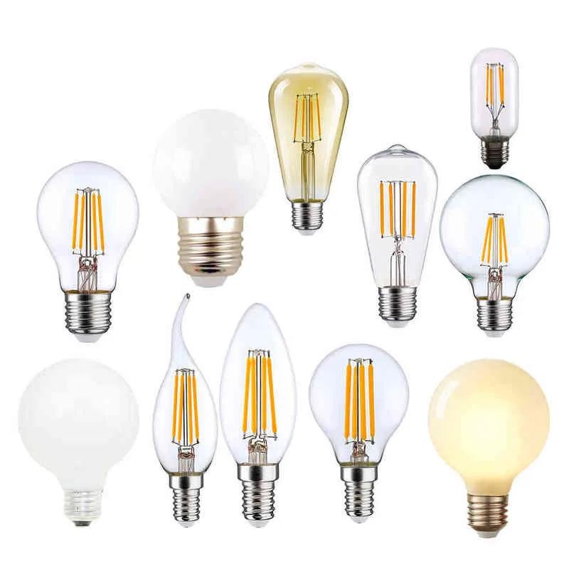 خمر Edison Bulb LED LED LID LAMP 4W 470LM 2700K أبيض ناعم متزامن معادلة الاستبدال بمصباح العتيقة H220428