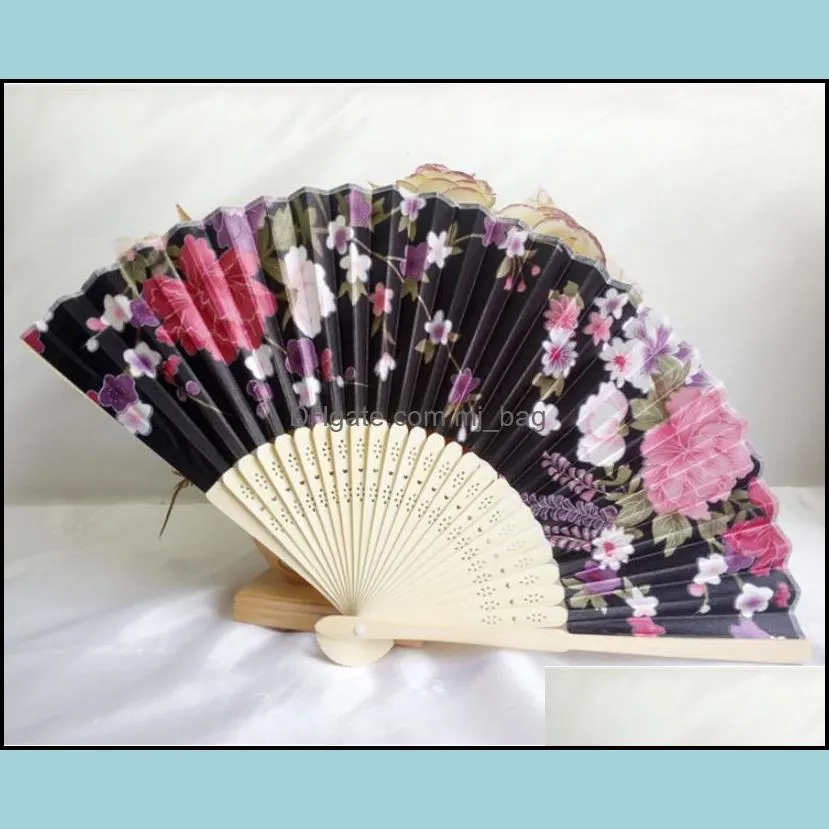 15styles vintage bamboo fancy folding fan hand flower chinese dance party wedding decoration gift fans sn962