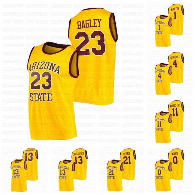 Xflsp Arizona State Sun Devils NCAA College Basketball Player Jersey 0 Holland Woods 1 Remy Martin Lawrence Harden Christopher Osten Bagley Graham