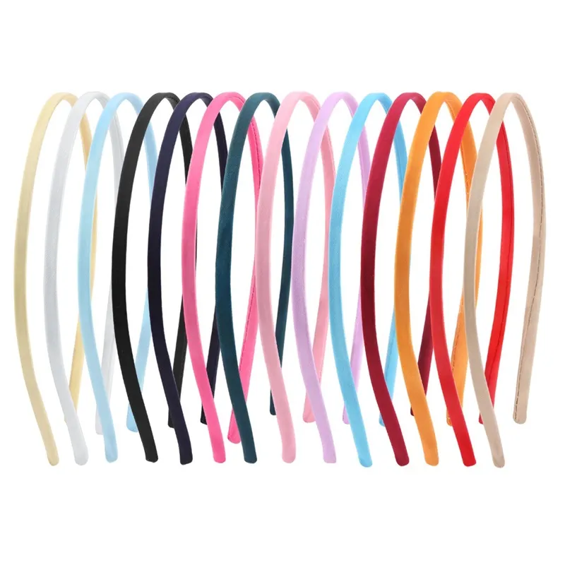 Bandas de cabeça fofas multicoloras de 5 mm para mulheres garotas de cetim enroladas aros de cabelo de ferro diy acessórios de cabelo artesanal Banda de cabeça 0.22xt d3