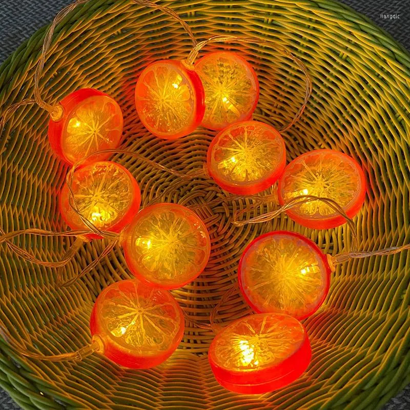 سلاسل LED عيد الميلاد شجرة الليمون البرتقالي شرائح الضوء الفناء الزفاف منزل الحفلات غرفة نوم اللوازم بطارية المصابيح تعمل