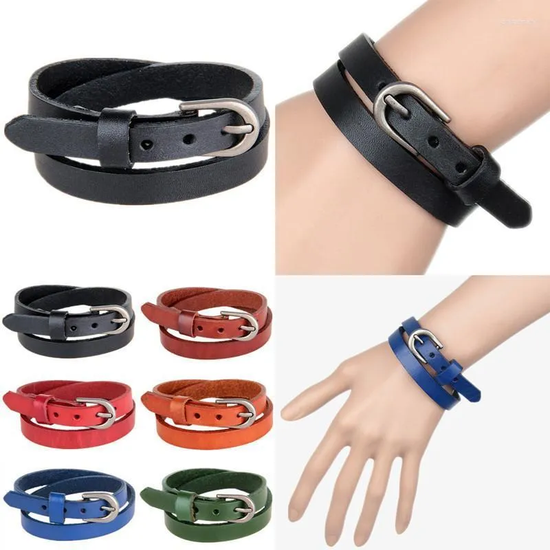 Charm Bracelets European And American Trade Simple Bracelet Light Leather Two-ring Winding Belt Buckle Multi-color Watch BandCharm Lars22