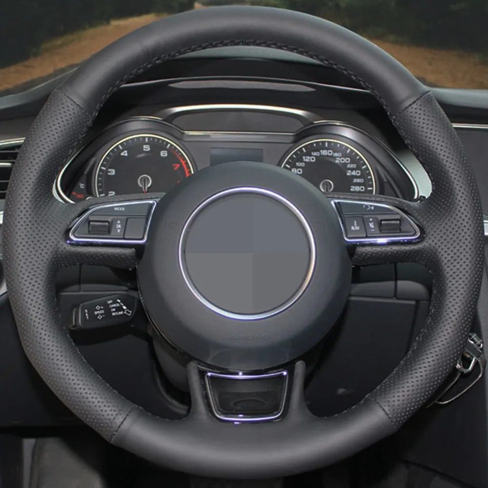 Copertura del volante per auto artificiale nera fai -da -te per Audi A3 8v Sportback A4 B8 Avant A5 8T A6 C7 A7 G8 A8 A1 8X