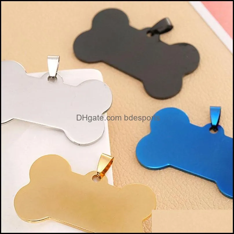 Bone Shape Personalized Dog Tag Pet Dog Metal Blank Tag Stainless Steel Double Sided Military ID Card Pet Engraved Blank Tags BH2842