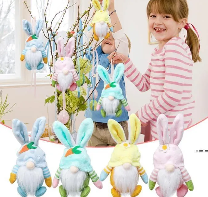 Påskfest favorit Faceless Gnome Rabbit Doll Handmade återanvändbar heminredning Spring Hanging Bunny Ornaments Kids Gift