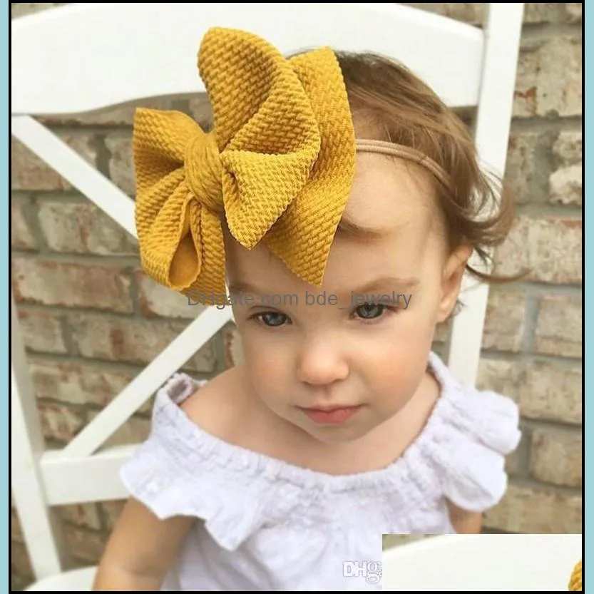 16 Colors Cute Big Bow Hairband Baby Girls Toddler Kids Elastic Headband Knotted Nylon Turban Head Wraps Bow-knot Hair Accessories