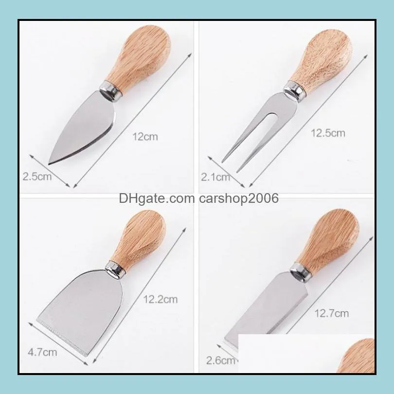 stainless steel cheese knife cheese four piece suit pizza knife oak handle cheese knife suit sn1563