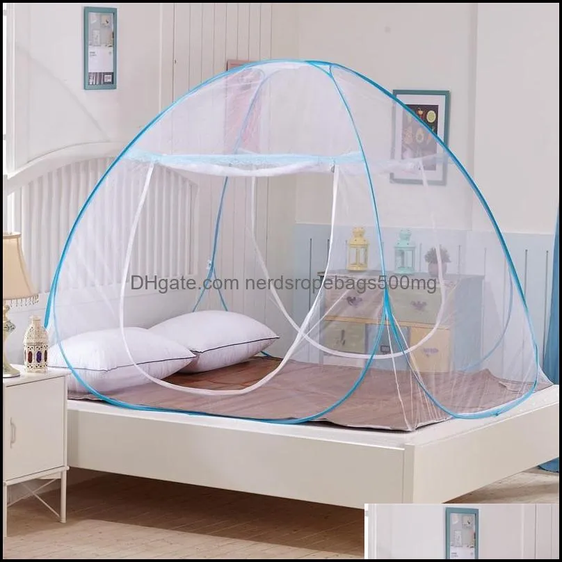 Hot Home Travel Outdoor Mosquito Net For Bed Free Installation Bottomed Folding Single Door Netting Single Twin Queen King Size 647 S2