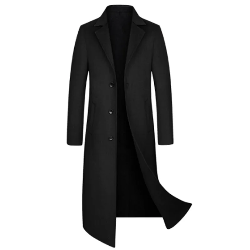 Arrivée hiver de haute qualité 70% de laine longue trench-coat Menmens laine décontractée vestetsplussize m3xl 201116