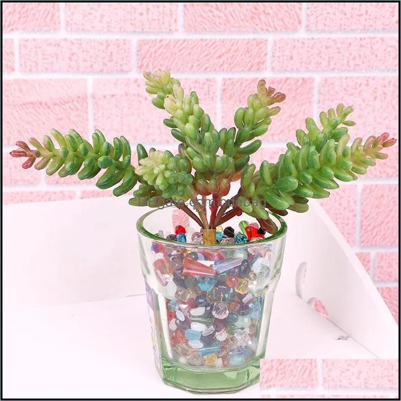 Decorative Flowers & Wreaths Green Small Potted Artificial Fleshy Plant Flower DIY Plastic Decoration Wedding PVC