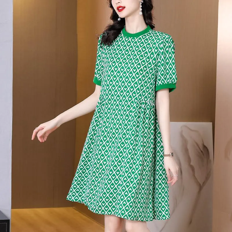 Festklänningar kvinnlig grön blommig semester midi klänning sommar koreansk modeljus strand 2022 boho elegant lös midja casaul